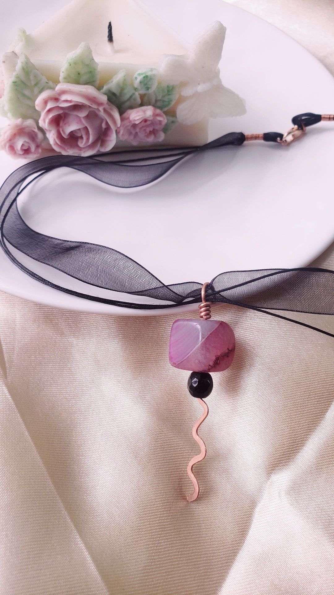 Handmade Choker Pendant with Copper and Stone