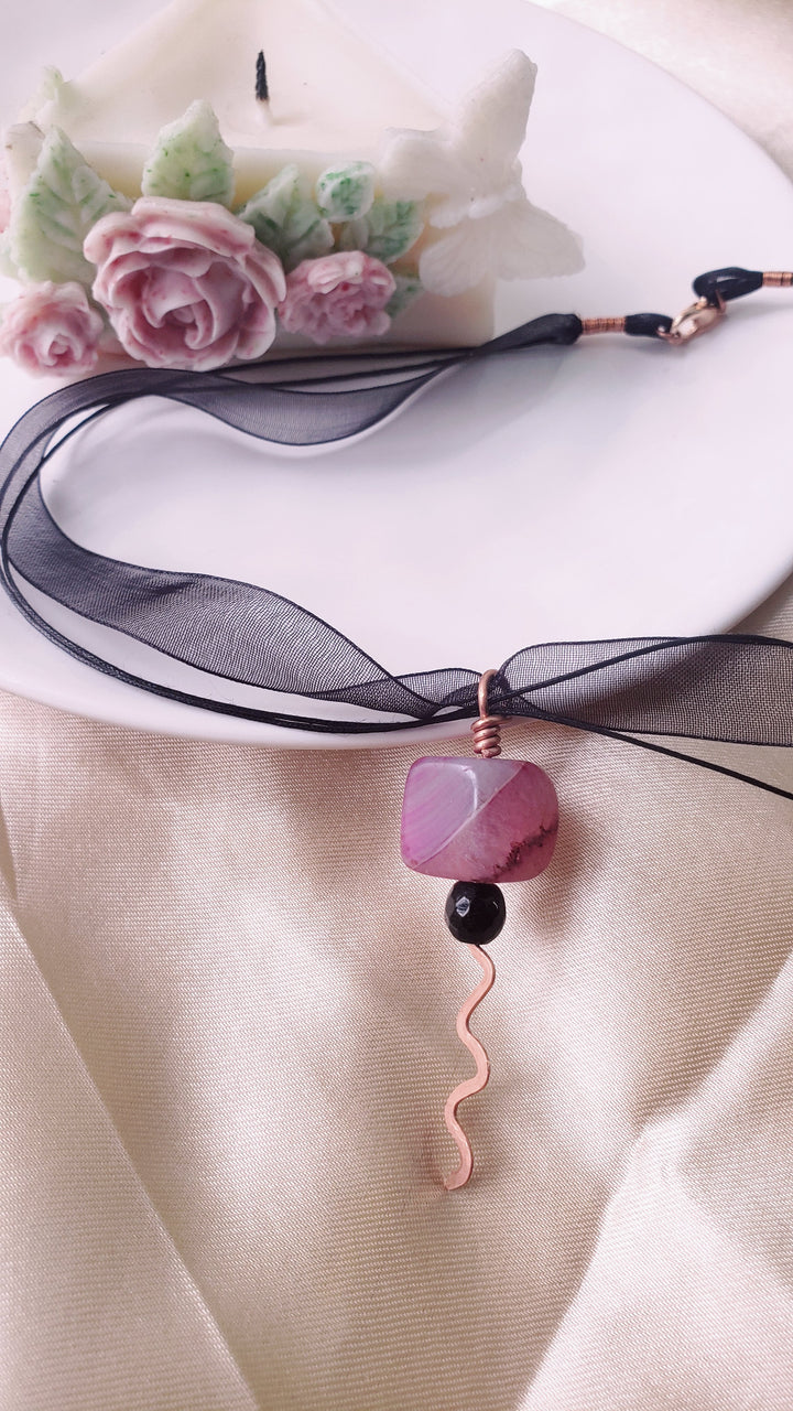 Handmade Choker Pendant with Copper and Stone