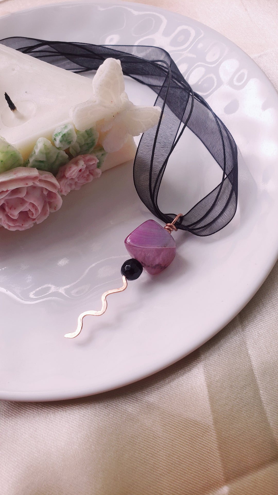 Handmade Choker Pendant with Copper and Stone