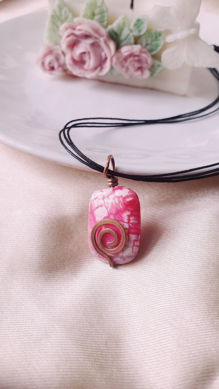 Handmade Choker Pendant with Copper and Stone