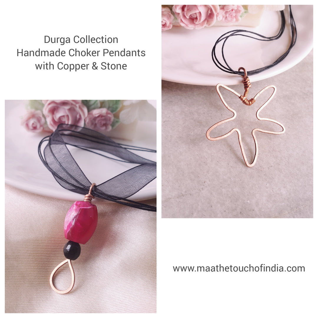 Handmade Choker Pendants with Copper and Stone