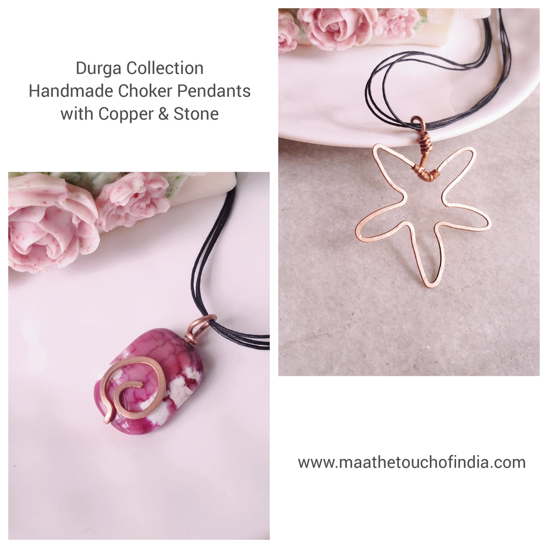 Handmade Choker Pendants with Copper and Stone