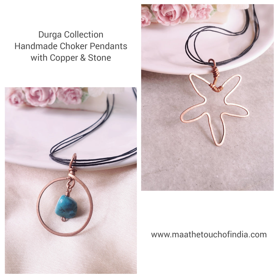 Handmade Choker Pendants with Copper and Stone
