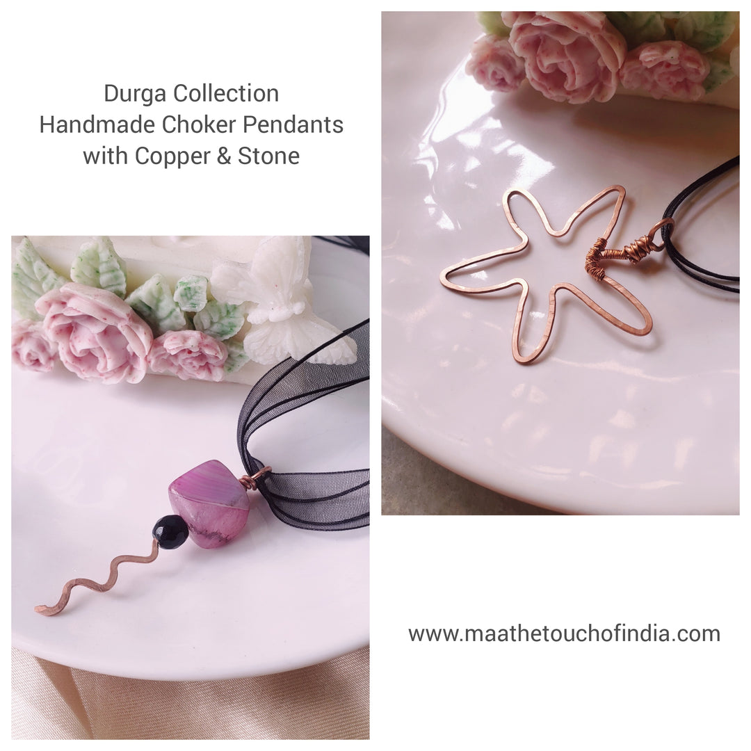 Handmade Choker Pendant with Copper and Stone