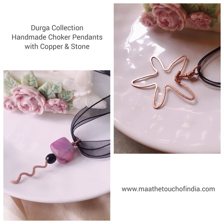 Handmade Choker Pendant with Copper and Stone